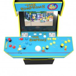 Arcade1UpTheSimpsons2Gamesin1ArcadewithRiserCustomStoolTinWallSignandLight upMarquee 1704331558 1 The Simpsons 2 Games in 1 Arcade Game