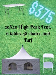 20 x 20 High Peak Tent w/Turf Party Package